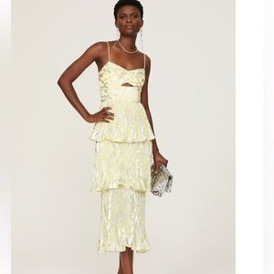 Self Portrait Metallic Midi Dress Size 6 Wedding Summer Formal Event